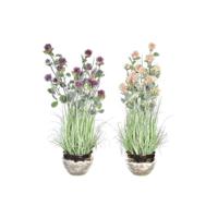 Decoratieve plant DKD Home Decor Vaas 20 x 20 x 78 cm Porselein Roze PVC (2 Stuks) - thumbnail