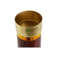 Kaarshouder Home ESPRIT Bruin Gouden Aluminium Acacia 8 x 8 x 18 cm - thumbnail
