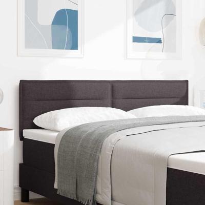 LED Hoofdbord met LED-striplichten Donkerbruin 160 cm Polyester