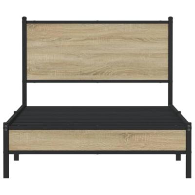 Bedframe met hoofdbord metaal sonoma eikenkleurig 100x200 cm Bedframe met hoofdbord metaal sonoma eikenkleurig 100x200 cm