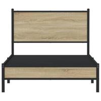 Bedframe met hoofdbord metaal sonoma eikenkleurig 100x200 cm - thumbnail