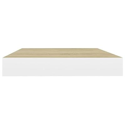 Wandschappen 2 st zwevend 40x23x3,8 cm MDF eikenkleurig en wit - thumbnail