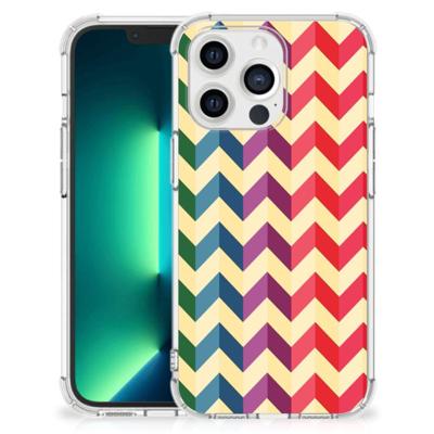 iPhone 13 Pro Max Doorzichtige Silicone Hoesje Zigzag Multi Color iPhone 13 Pro Max Doorzichtige Silicone Hoesje Zigzag Multi Color