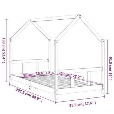 Kinderbedframe 90x200 cm massief grenenhout wit