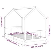 Kinderbedframe 90x200 cm massief grenenhout wit - thumbnail