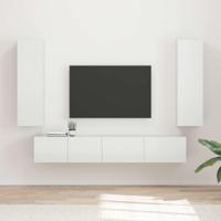 Tv-meubelset Wandgemonteerd 3 pcs Hoogglans wit Bewerkt hout - thumbnail