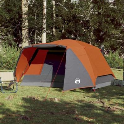 Tent 4-persoons 350x280x155 cm 190T taft grijs en oranje Tent 4-persoons 350x280x155 cm 190T taft grijs en oranje