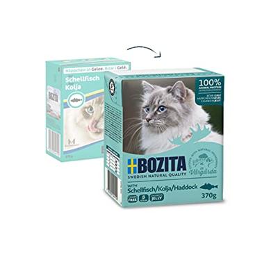 Bozita met schelvis stukjes in gelei natvoer kat 12 x 370 g