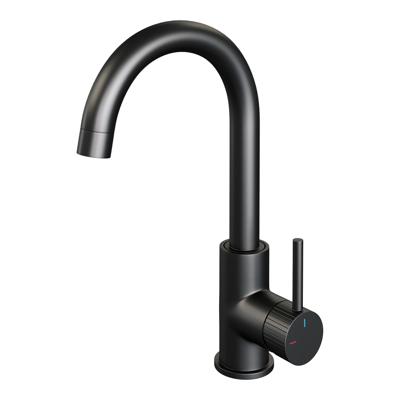 Brauer Stripe hoge opbouw wastafelmengkraan met draaibare ronde uitloop model A mat zwart