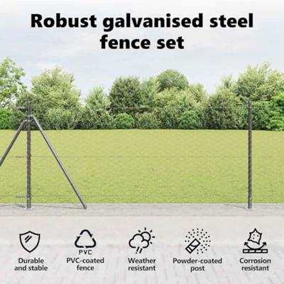 VidaXL Afrasteringspaal grijs 25 x 0,8 m (50 mm gaas) staal en pvc VidaXL Afrasteringspaal grijs 25 x 0,8 m (50 mm gaas) staal en pvc