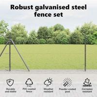 VidaXL Afrasteringspaal grijs 25 x 0,8 m (50 mm gaas) staal en pvc - thumbnail