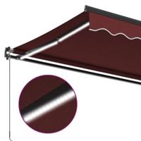 Luifel handmatig uittrekbaar met LED's 400x300 cm bordeauxrood - thumbnail