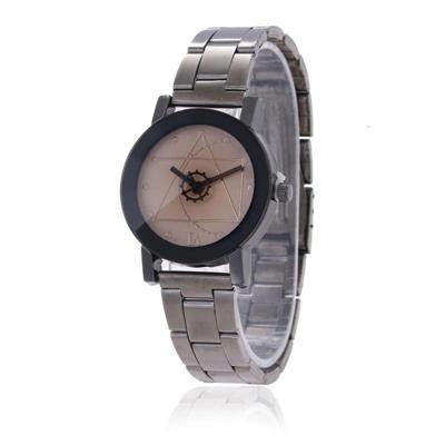 2 PC'S bruin glas Gear wolfraam stalen riem horloge voor mannen/vrouwen (vrouwen wit)
