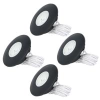 Set van 4 Pavo - Platte LED ipbouwspots met lage inbouwdiepte 12mm - 3 Watt 300 Lumen - 2700K Warm wit - Dimbaar - Rond - Meubelspot - IP44 waterdicht - Zwart - thumbnail