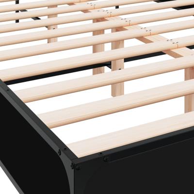 Bedframe bewerkt hout metaal zwart 135x190 cm