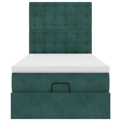 Ottoman bed met matrassen 100x200cm fluweel donkergroen