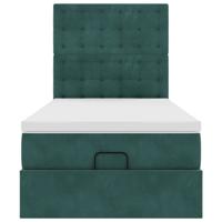 Ottoman bed met matrassen 90x190cm fluweel donkergroen - thumbnail