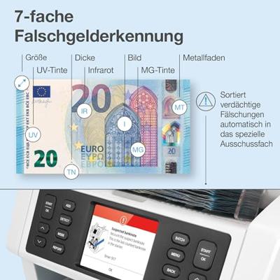 Safescan biljettelmachine 2985-SX, met 7-voudige valsgelddetectie - thumbnail