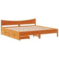 Bedframe met lades massief grenenhout wasbruin 200x200 cm - thumbnail