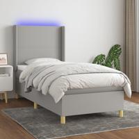 Boxspring met matras en LED stof lichtgrijs 140x190 cm - thumbnail