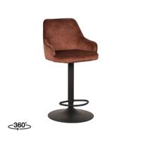 LABEL51 Draaibare Barkruk 'Fender' Velvet, kleur Roest (zithoogte 64-84cm) - thumbnail
