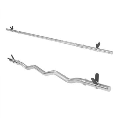 Voordeelset halterstangen - lange halter en EZ curl stang (veersluiting) Voordeelset halterstangen - lange halter en EZ curl stang (veersluiting)
