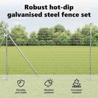 VidaXL Hek met paal zilver 1,5 x 10 m staal en pvc - thumbnail