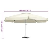 VidaXL Parasol met aluminium paal 600 cm zandwit - thumbnail