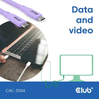 club3D CAC-3004 USB-C-kabel USB-C stekker 2.00 m Violet club3D CAC-3004 USB-C-kabel USB-C stekker 2.00 m Violet