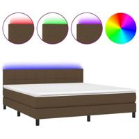 Boxspring met matras en LED stof donkerbruin 160x200 cm - thumbnail