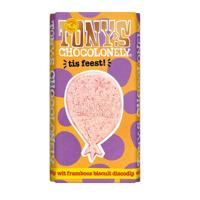 Tony's Chocolonely - Gifting bar: Tis feest! (wit framboos biscuit discodip) - 180g - thumbnail