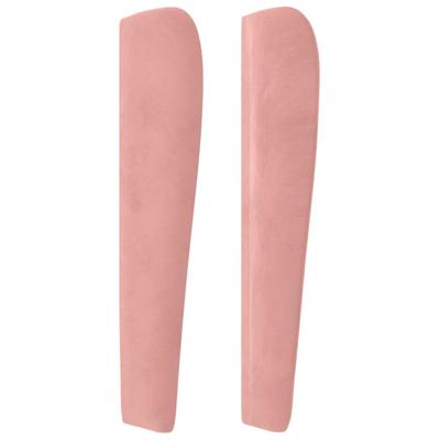 Hoofdbord met randen 183x23x118/128 cm fluweel roze