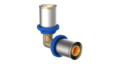Kirchhoff Messing aansluithoek 90°, blank, 20 mm, persfitting voor meerlagenbuis - 988714255