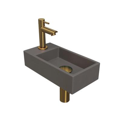 Fonteinset INK Versus 36x18x9 cm Quartz Beton Met Kraangat Links Brushed Mat Goud Fonteinset INK Versus 36x18x9 cm Quartz Beton Met Kraangat Links Brushed Mat Goud