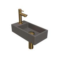 Fonteinset INK Versus 36x18x9 cm Quartz Beton Met Kraangat Links Brushed Mat Goud - thumbnail