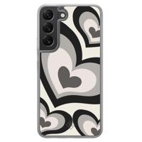 Samsung Galaxy S22 hybride hoesje - Hart swirl zwart - thumbnail