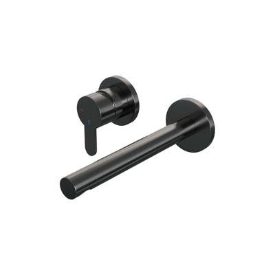 Inbouw wastafelmengkraan met rechte uitloop en rozetten, model D2 gunmetal geborsteld PVD
