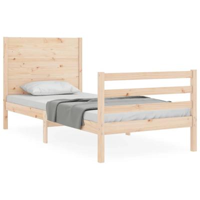 Bedframe met hoofdbord massief hout 100x200 cm