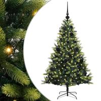 VidaXL Kunstkerstboom met scharnier 150 leds groen 120 cm pvc en pe - thumbnail