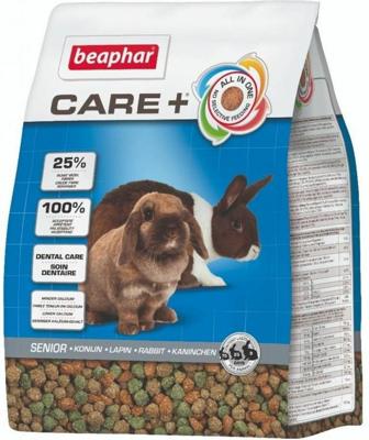 Beaphar Care+ Konijn Senior 1,5kg - hoogwaarde voeding voor oudere konijnen - heerlijke geur en smaak door kruiden - hoog ruwvezelgehalte - alles in 1 brokje