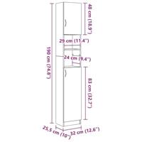 Badkamerkast 32x25,5x190cm bewerkt hout artisanaal eikenkleurig - thumbnail