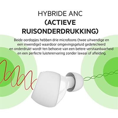 Belkin SoundForm Immerse True Wireless Earbuds, hybride ruisonderdrukking, draadloos opladen, zweet- en waterbestendig, Apple Zoek mijn en Belkin Ping My Earbuds voor iPhone, Galaxy, Pixel etc, wit