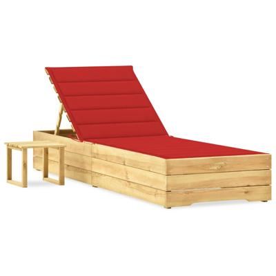 Ligbed met tafeltje en kussen geïmpregneerd grenenhout