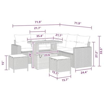 Tuinbankenset 8 pcs Zwart poly rattan