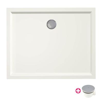 Douchebak Xenz Mariana | 100x80x4 cm | Incl.Afvoersifon-Chroom | Acryl | Rechthoekig | Pergamon glans