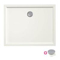 Douchebak Xenz Mariana | 100x80x4 cm | Incl.Afvoersifon-Chroom | Acryl | Rechthoekig | Pergamon glans - thumbnail