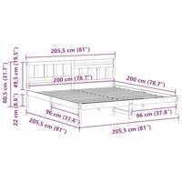 Bedframe met hoofdeinde Bruin 200 x 200 cm Massief grenenhout - thumbnail