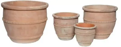 Mega Collections Bloempot Greek Egg - Ø48 x H42 cm - Terracotta Whitewash