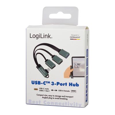 LogiLink UA0361 UA0361 USB-hub 3 poorten USB-A USB 3.1 Gen1 5 GBit/s Met USB-C stekker Zilver