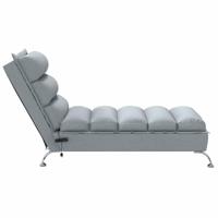Massage chaise longue met kussens stof lichtgrijs - thumbnail